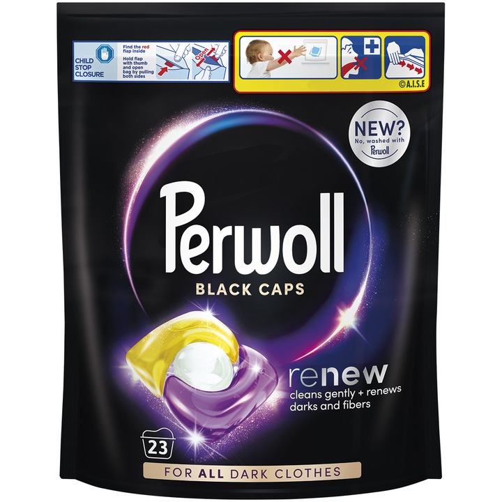 Detergent de rufe capsule Perwoll Renew Black, 23 spalari
