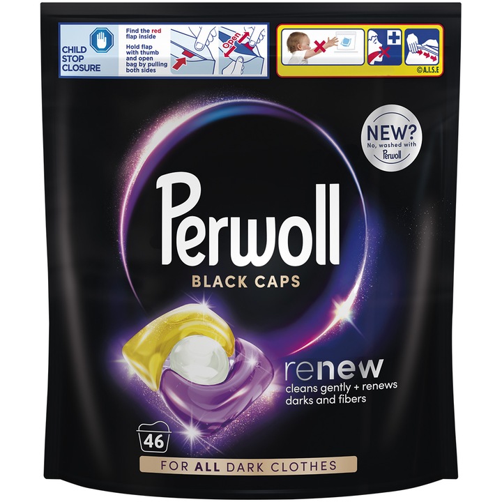 Detergent de rufe capsule Perwoll Renew Black, 46 spalari