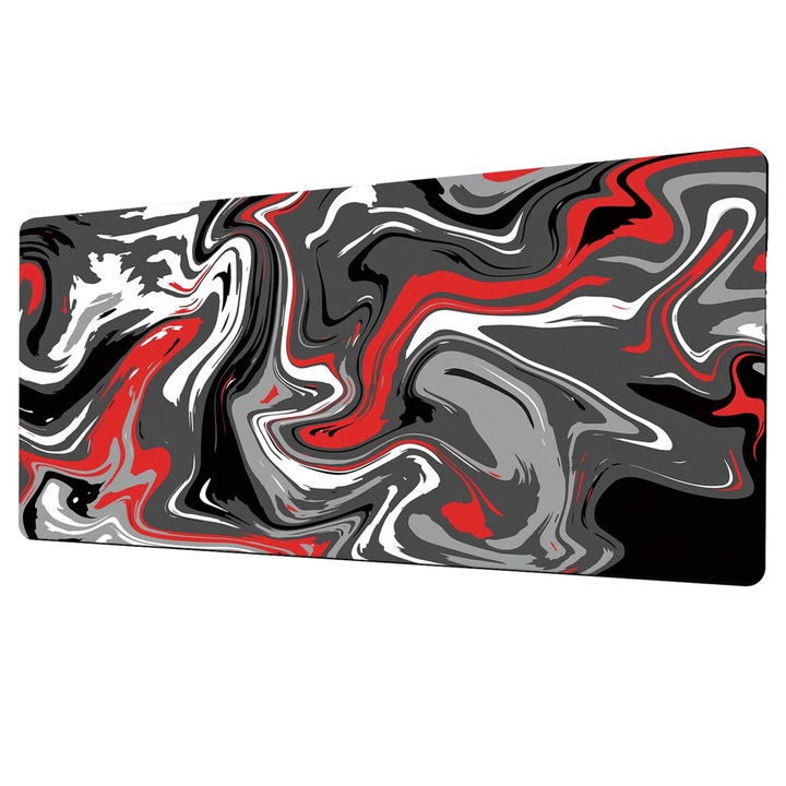 Mousepad gaming, pentru jucatori, Yulinland, Anti-alunecare, Waterproof, 800x300x3mm, Rosu-cenusiu