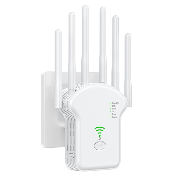 Extensor de gama fara fir Wi-Fi, BOMSTOM, Alb