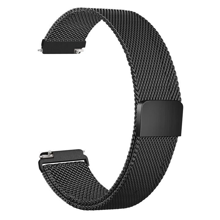 Каишка за Huawei Watch GT 2 42mm / GT 3 42mm / Elegant / Samsung Watch 4 40/42/44/46 / Watch 5 40/44/45mm / Amazfit GTS, Bolongking, Магнитна, Неръждаема стомана, 20 mm, Черен