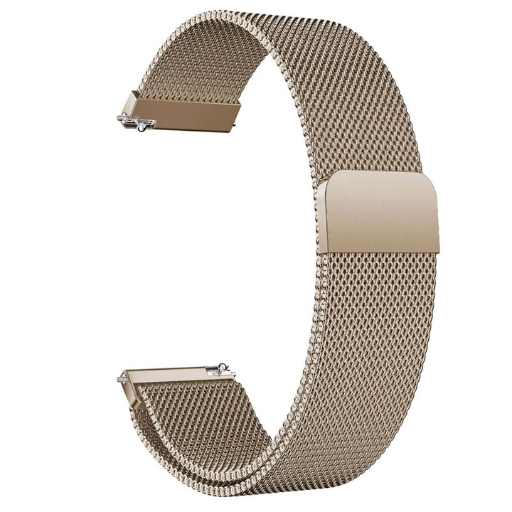 Mágneses szíj Huawei Watch GT 2 42mm / GT 3 42mm / Elegant / Samsung Galaxy Watch 4 40/42/44/46 / Galaxy Watch 5 40/44/45mm / Amazfit GTS, Bolongking, Rozsdamentes acél, 20 mm, Arany