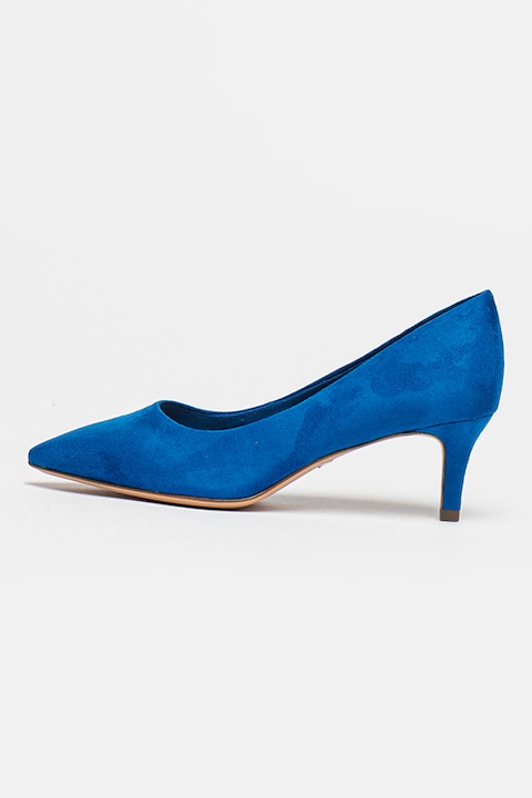 Tamaris, Pantofi de piele intoarsa ecologica cu varf ascutit, Albastru royal