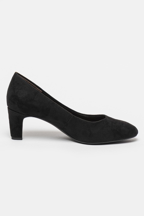 Tamaris, Pantofi de piele intoarsa ecologica cu toc masiv, Negru, 40