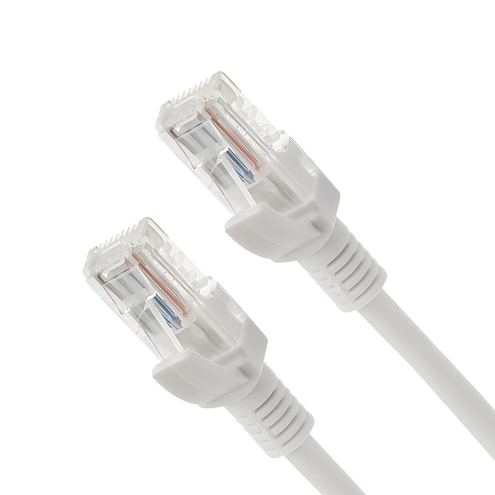 Мрежов кабел, Yulinland, RJ45, Интернет Ethernet кабел с щепсел, Cat 6, 15m, за мрежова връзка, Бял