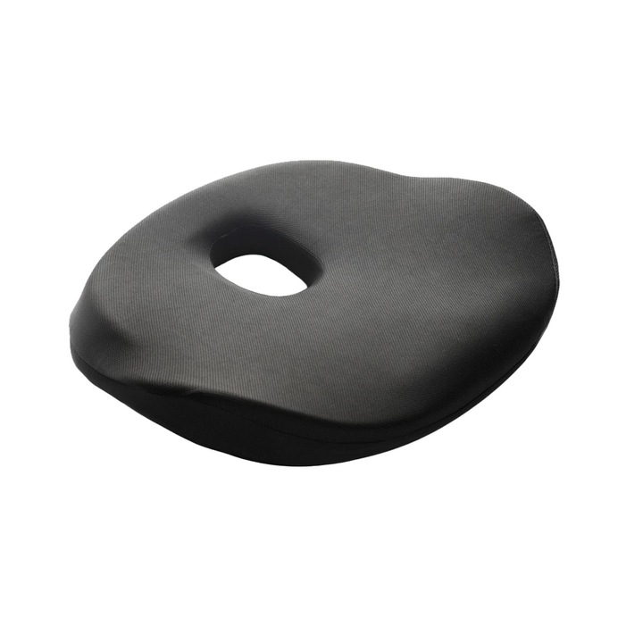 Perna de scaun ortopedica, Mosh, Spuma cu memorie, 45 x 40 x 8 cm, Negru