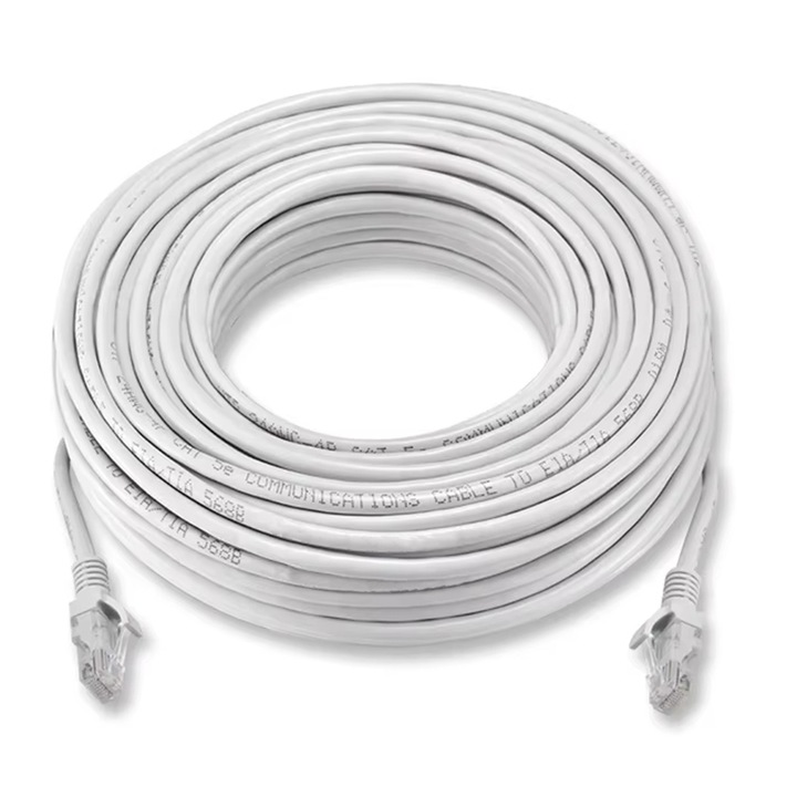 Cablu retea, Yulinland®, RJ45, Cablu Ethernet de Internet cu Mufa, Cat 6, 20m, de legatura retea, Alb