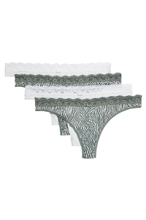 Chiloti tanga Victoria's Secret, Logo Cotton Thong Panty, Animal Print, XS  INTL 