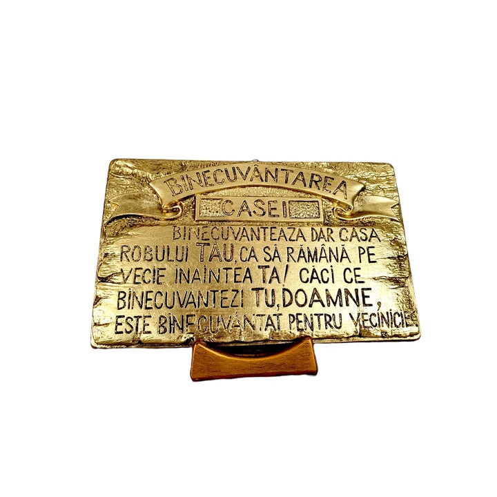 Placa ceramica cu foita de Aur - Binecuvantarea Casei - O Adaugare Stralucitoare la Spatiul Tau, 25.5x16 cm