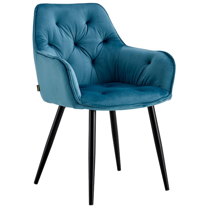 Тапициран стол, Viking, Prince, 45 x 56 x 82 см, нюанси на синьо/черни крака