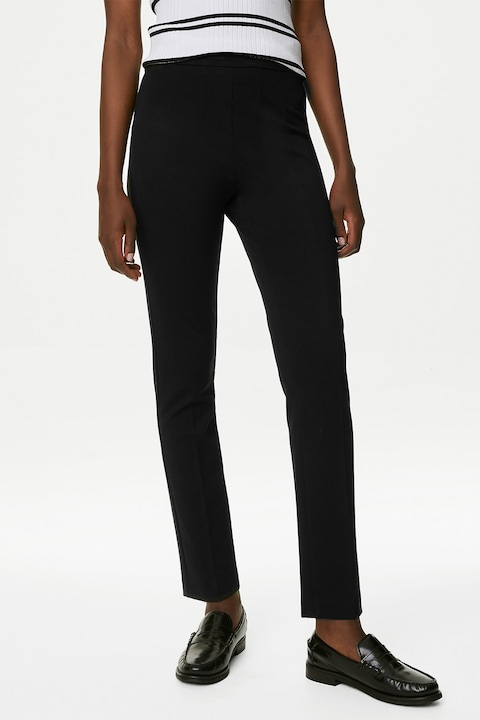 Marks & Spencer, Pantaloni slim fit cu talie inalta, Negru