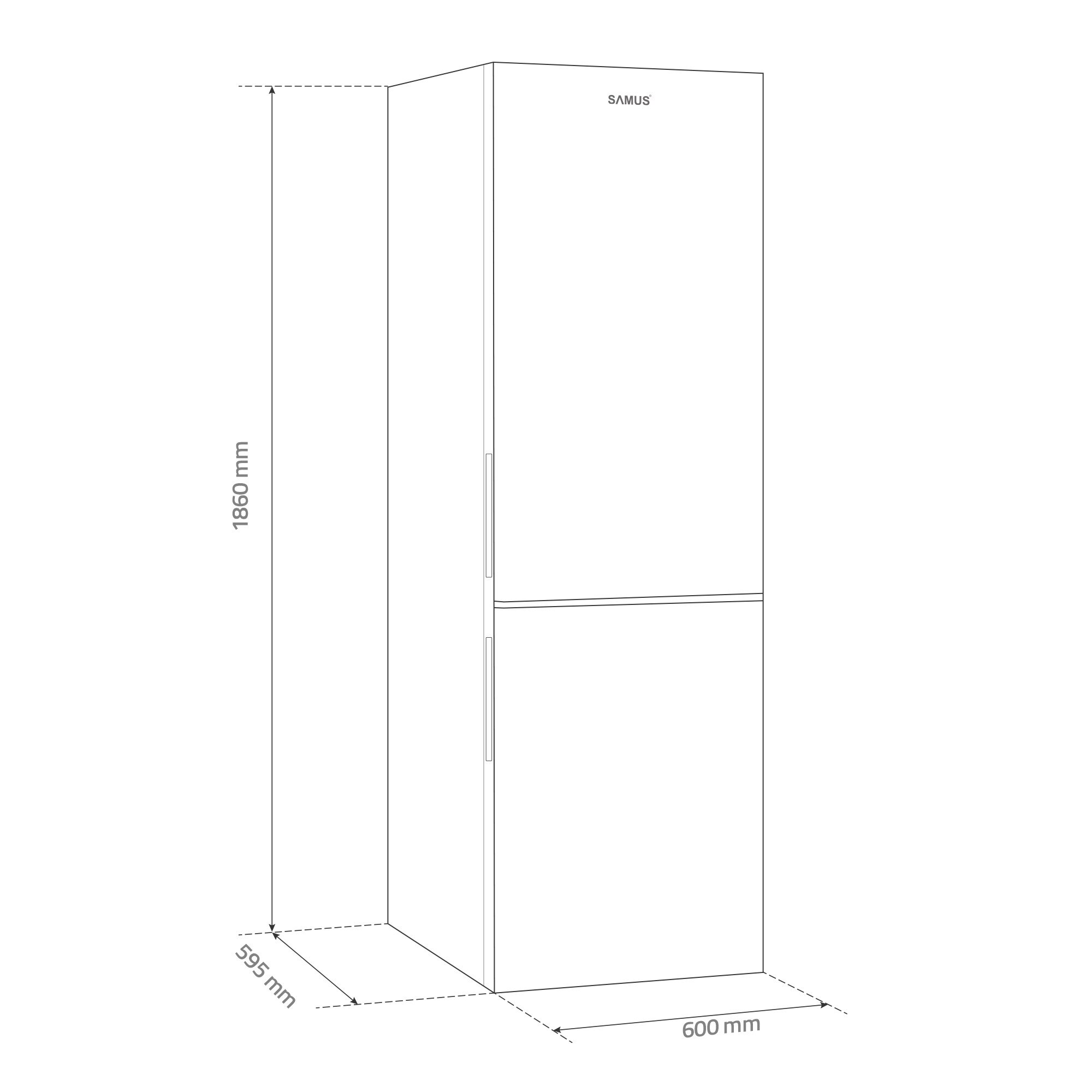 Combina Frigorifica Samus SCX396E, 315 L, Clasa E, H 186 cm, Inox