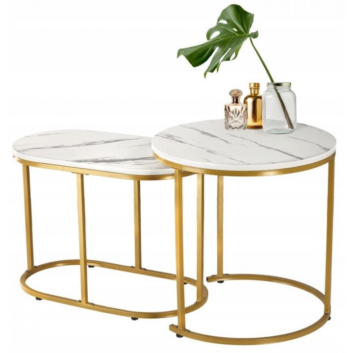 BackHome овална масичка за кафе с мраморен принт