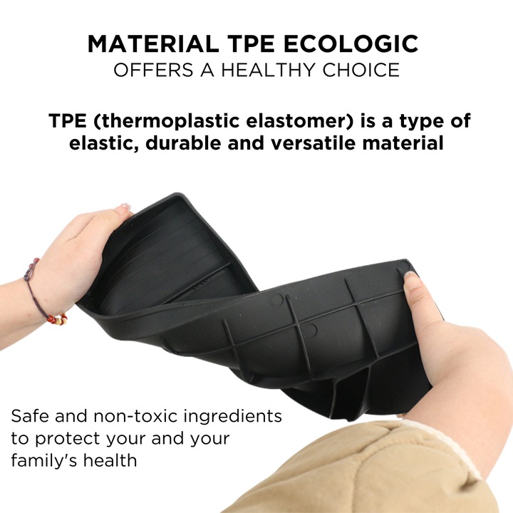 BRAGUS tárolótálca, kompatibilis a Tesla Model 3 Highland modellel, hátsó táblagéptartó rekesszel, műanyag, fekete