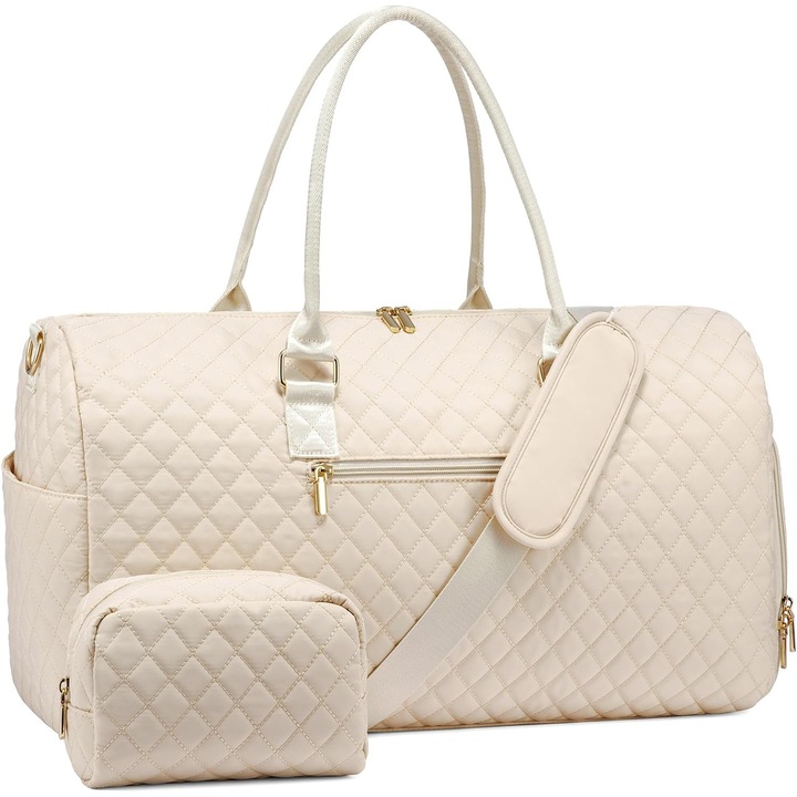Пътна чанта BYONDSELF® с козметична чанта, 55 л, отделение за обувки, може да се носи на борда, за жени, 52,5x16x34CM, бежова