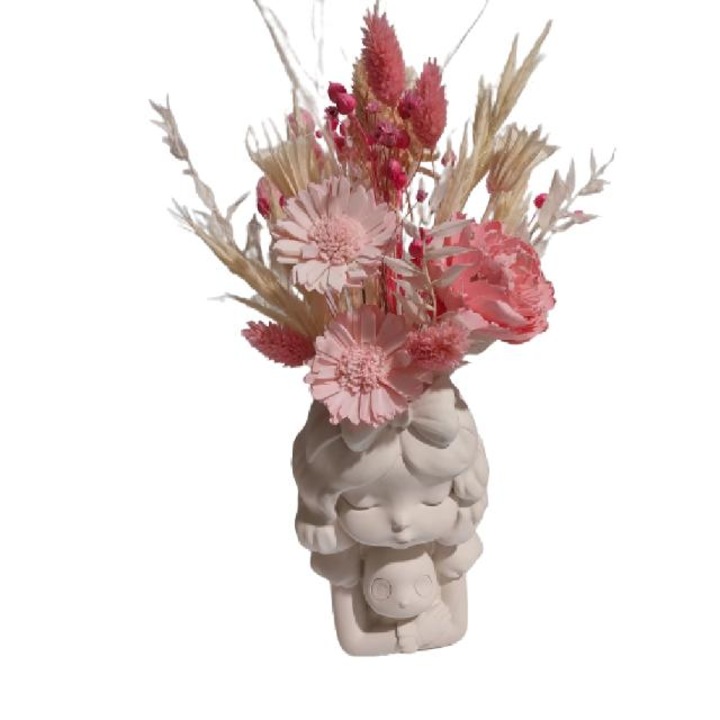 Vaza flori, decorativa, flori naturale uscate, lucrata manual, 15×10 cm