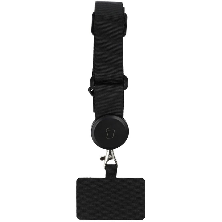 Snur pentru telefon, Bizon, Stofa, Multifunctional, 60 cm, Negru