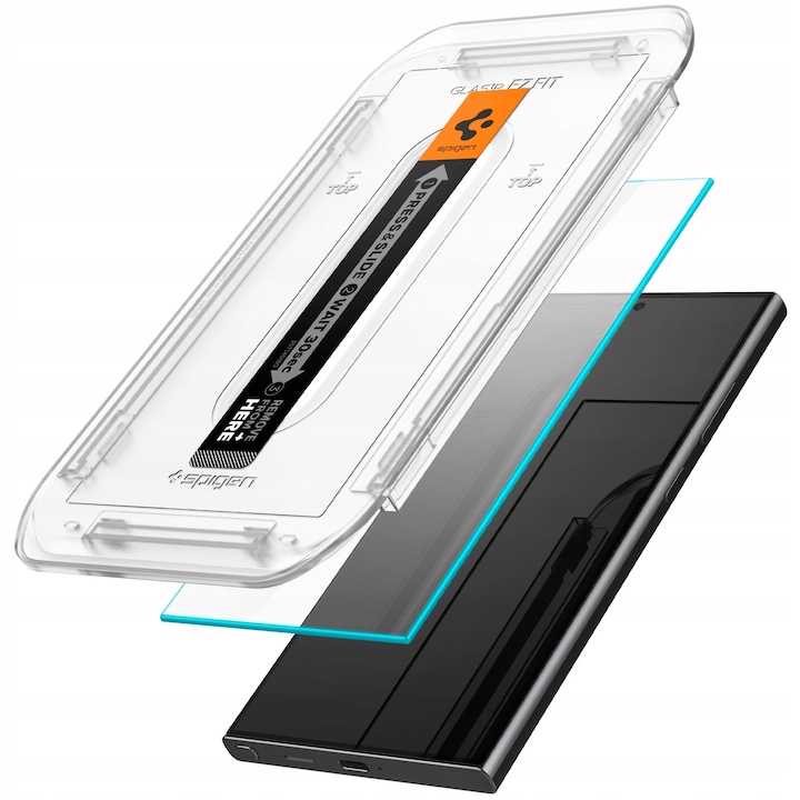 Spigen GlastR EZ FIT képernyővédő fólia Samsung Galaxy S24 Ultra S928 készülékhez, edzett üveg, teljes ragasztóval, 2 darabos szett