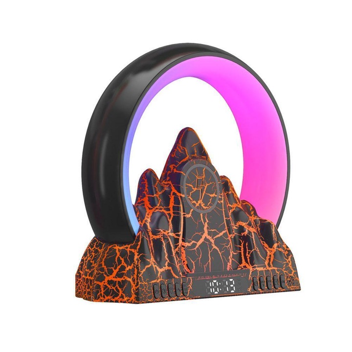 LED intelligens lámpa, MILARIS®, riasztó funkció, FM rádió funkció, beépített Bluetooth hangszóró, 15 W-os okostelefon töltő funkció, digitális ébresztőóra, környezeti világítás, modern és ergonómikus kialakítás, prémium minőség, fekete