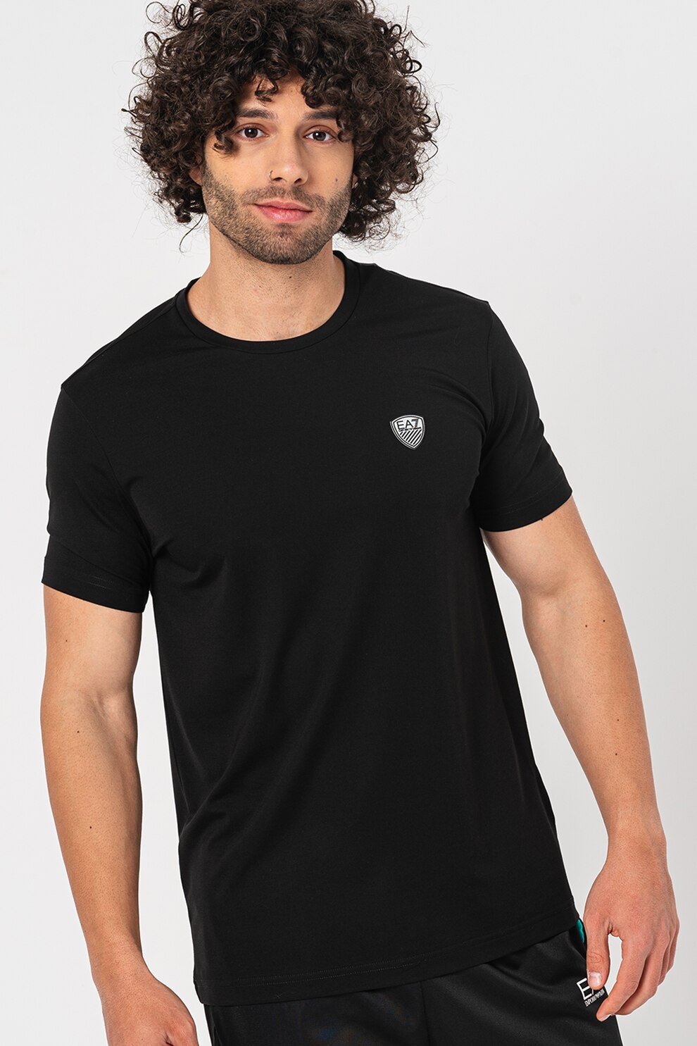 EA7, Tricou regular fit cu logo, Negru, S
