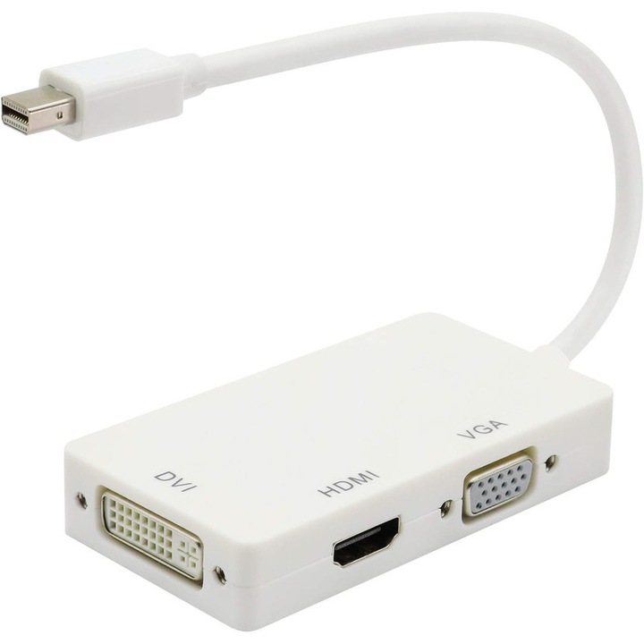 Cablu adaptor monitor, 3in1, 27cm, Alb