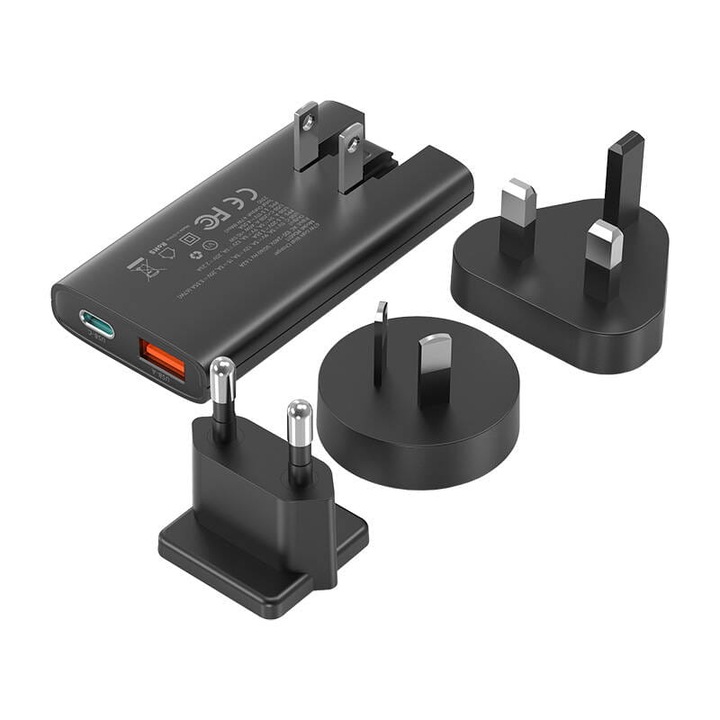 USB-C/USB-A адаптер, Choetech, 67W, черен