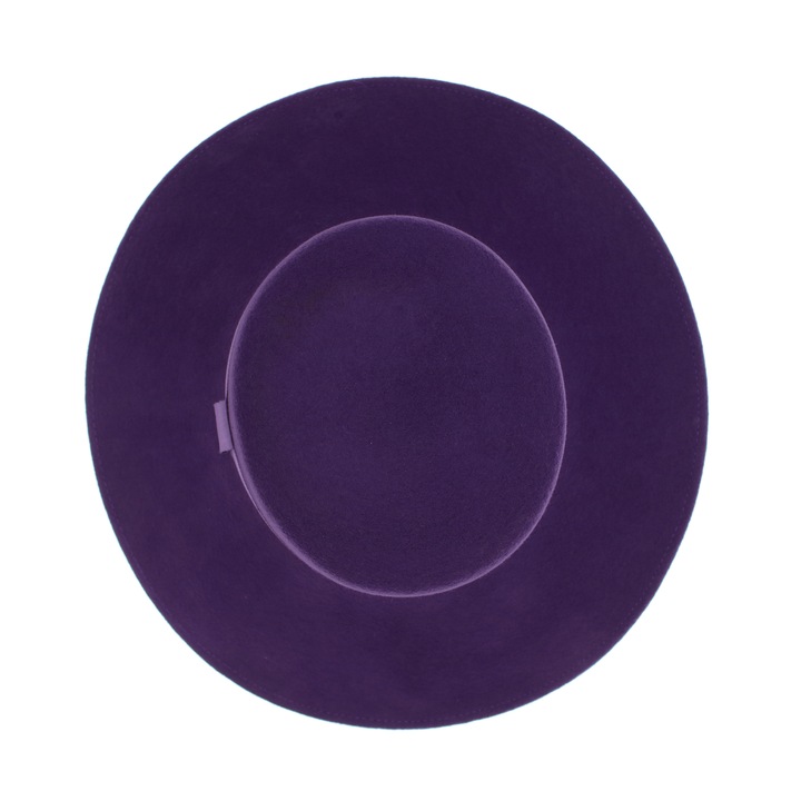 Palarie Dama, din 100% lana, ButicCochet, bor mare, banda textila, marime 54-58 cm, ajustabila, Mov - PAL1458