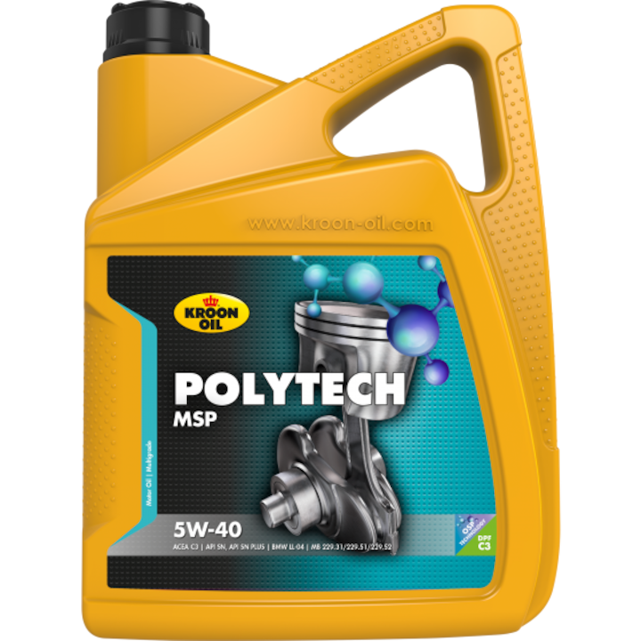 Ulei motor KROON OIL PolyTech MSP 5W40 37337, volum 5 litri, semi sintetic