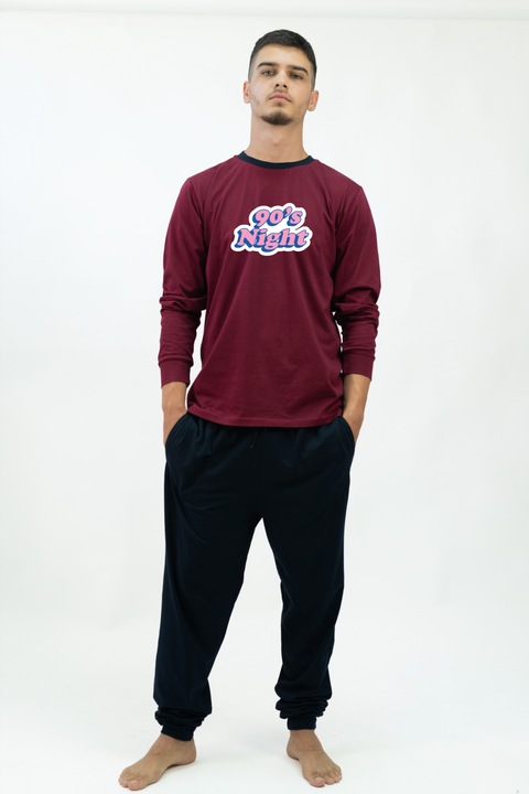 Ferfi pizsama 90 ejszakas nyomtatassal, Piros