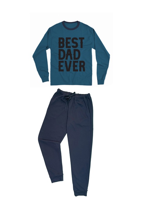 Ferfi pizsama a valaha volt legjobb apa modell2 nyomattal, Kék