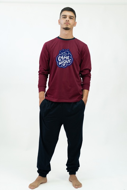 Ferfi pizsama jatek ejszakai kontroller nyomattal, Piros