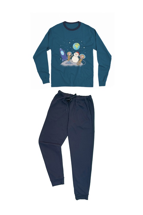 Ferfi pizsama majom mintaval, Kék