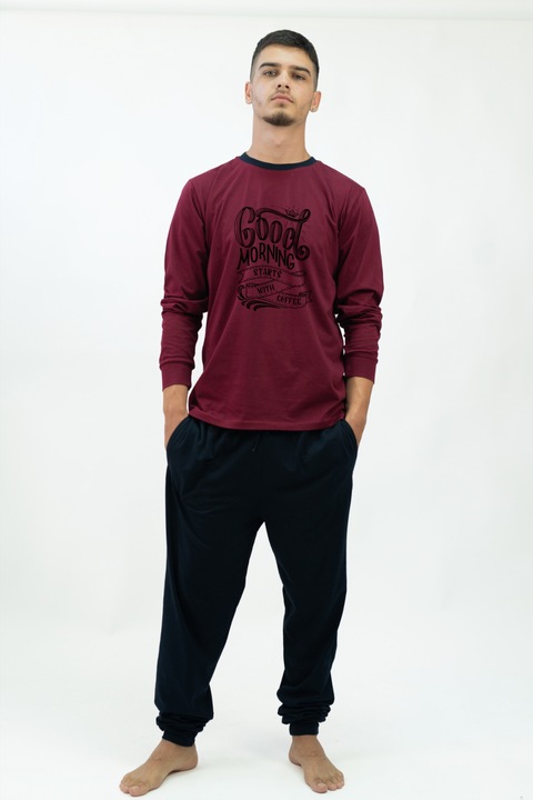 Ferfi pizsama hajnalcsillagokkal, kave nyomattal