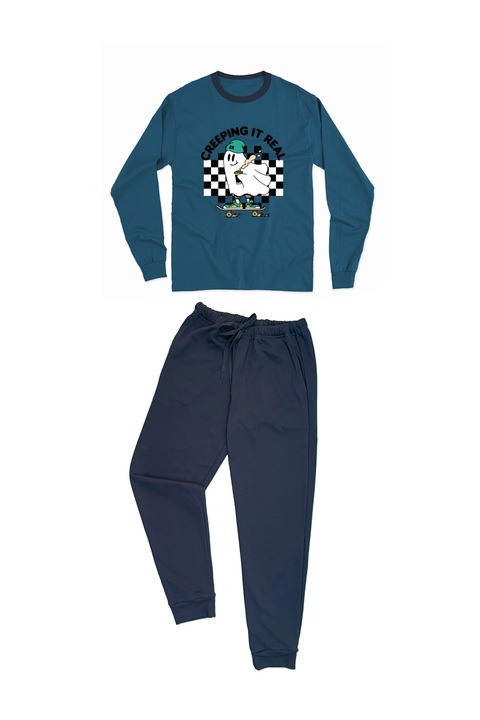 Ferfi pizsama szellem kave nyomattal, Kék