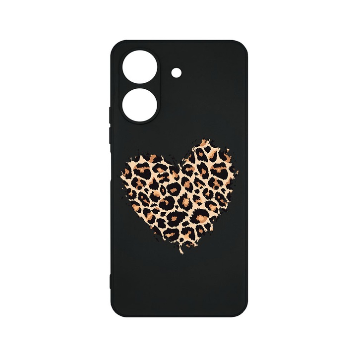 Husa BestCase® Slim SIlicon 0.8MM, Compatibila Cu Xiaomi Redmi 13C, Leopard Heart, Protectie Camera, Rezistenta la uzura, c-B 761