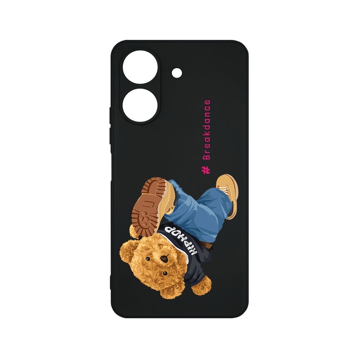 Силиконов калъф BestCase за Xiaomi Redmi 13C, Breakdance - Teddy Bear, Camera Protection, Black c-B 924