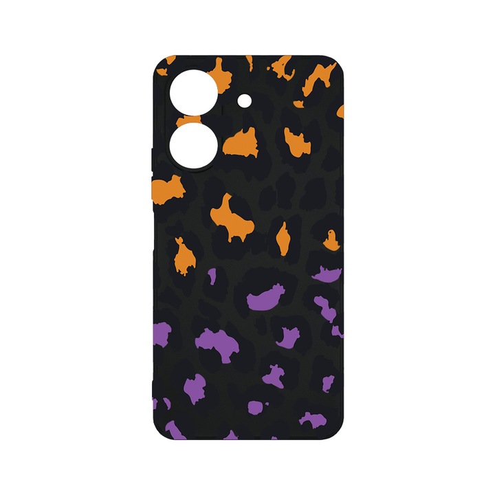 Силиконов калъф BestCase за Xiaomi Redmi 13C, Lila Leopard Pattern, Camera Protection, Black c-B 1035