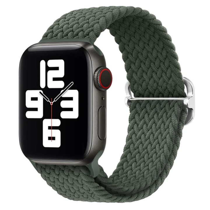 Curea textila pentru Apple Watch 1/2/3/4/5/6/7/8/9, 44 mm, Verde