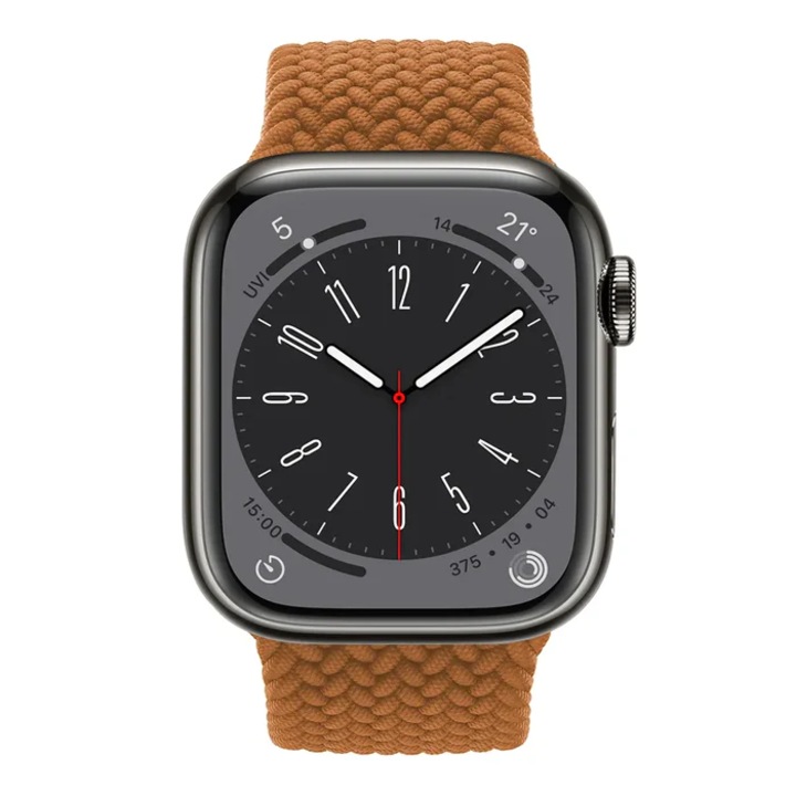 Curea textila pentru Apple Watch 1/2/3/4/5/6/7/8/9, 44 mm, maro deschis