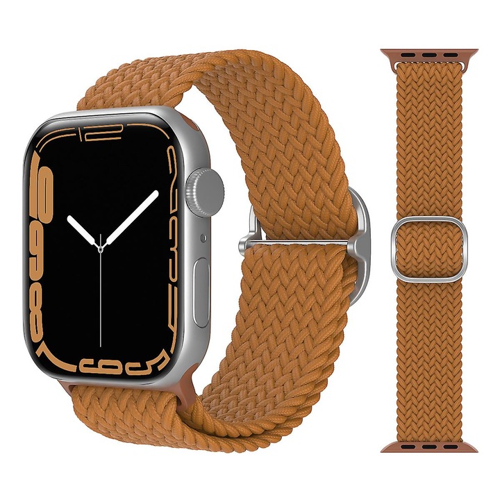 Curea textila pentru Apple Watch 1/2/3/4/5/6/7/8/Ultra/SE, 38/40/41 mm, Maro deschis