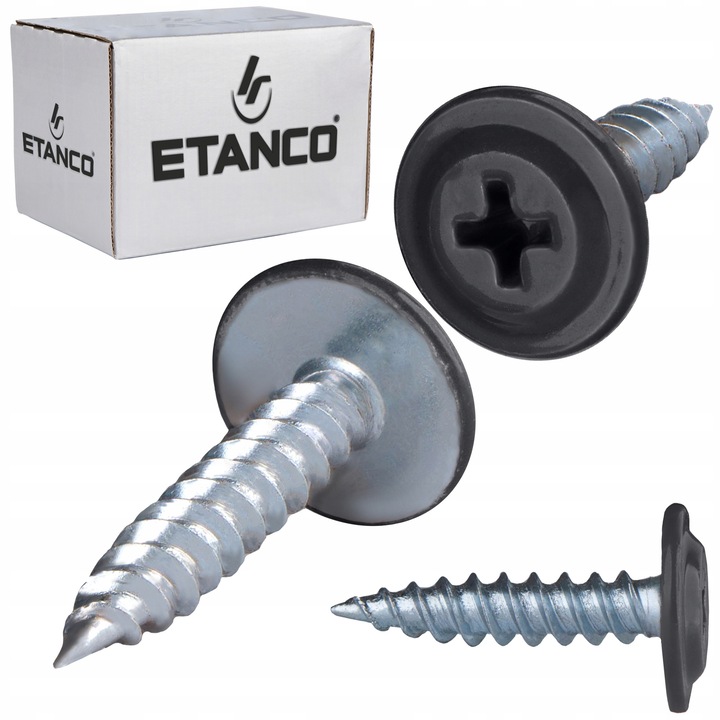 Set 250 Suruburi autofiletante 4,2x19mm RAL 7016, cu saiba, pentru tabla si lemn, Etanco GM-S