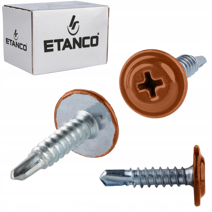 Set 250 Suruburi autoforante 4,2x19 mm, RAL 8004, pentru tabla si metal, Etanco GM-B