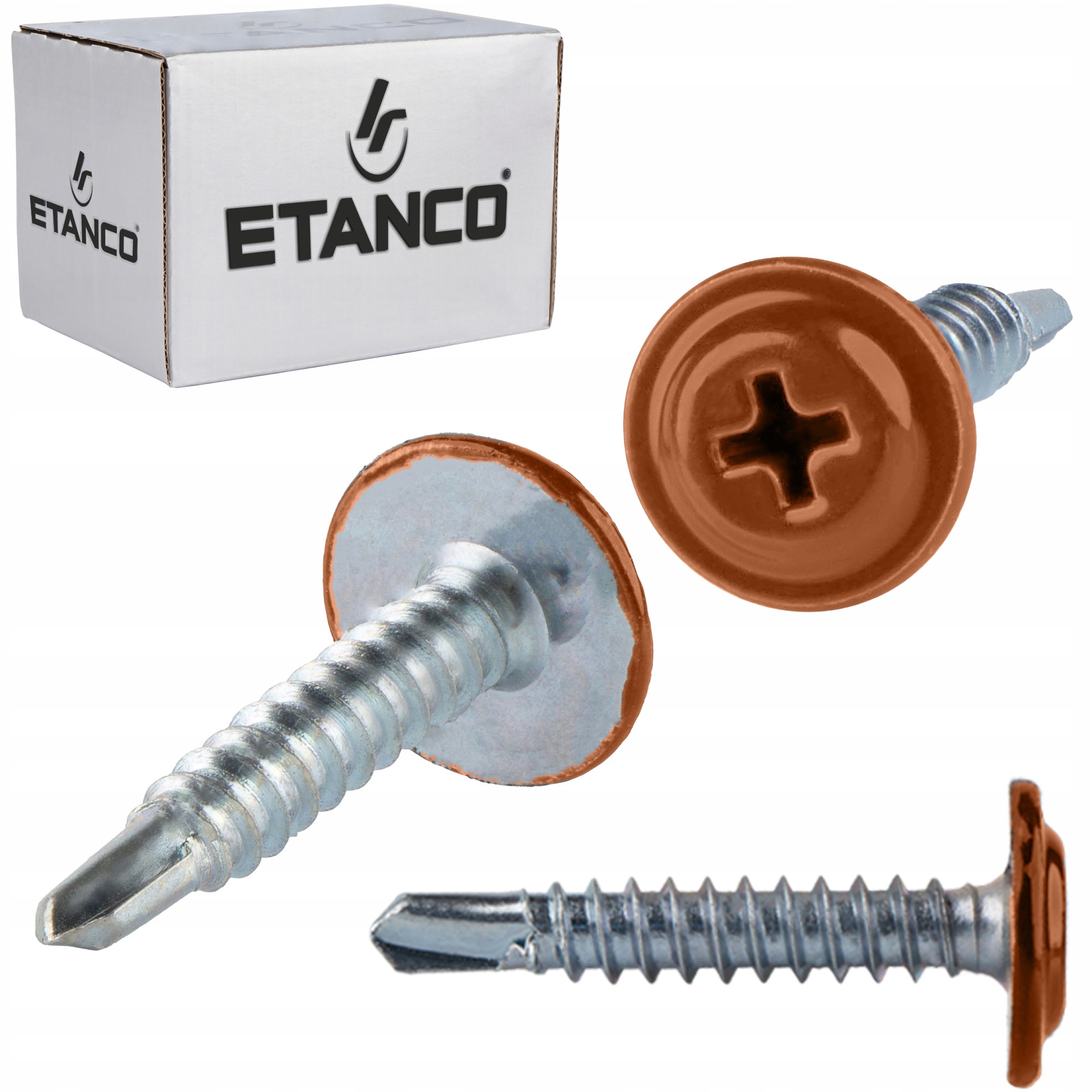 Set 250 Suruburi autoforante 4,2x25mm, RAL 8004, cu saiba, pentru tabla ...