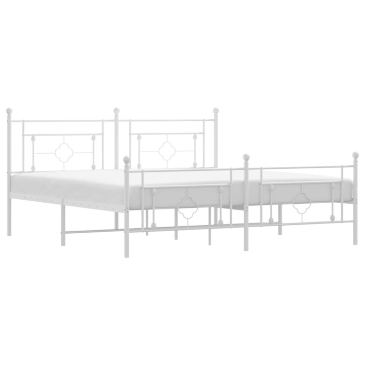 Метална рамка за легло с горна и долна табла vidaXL, Бяла, 180x200 см, 27 Kg