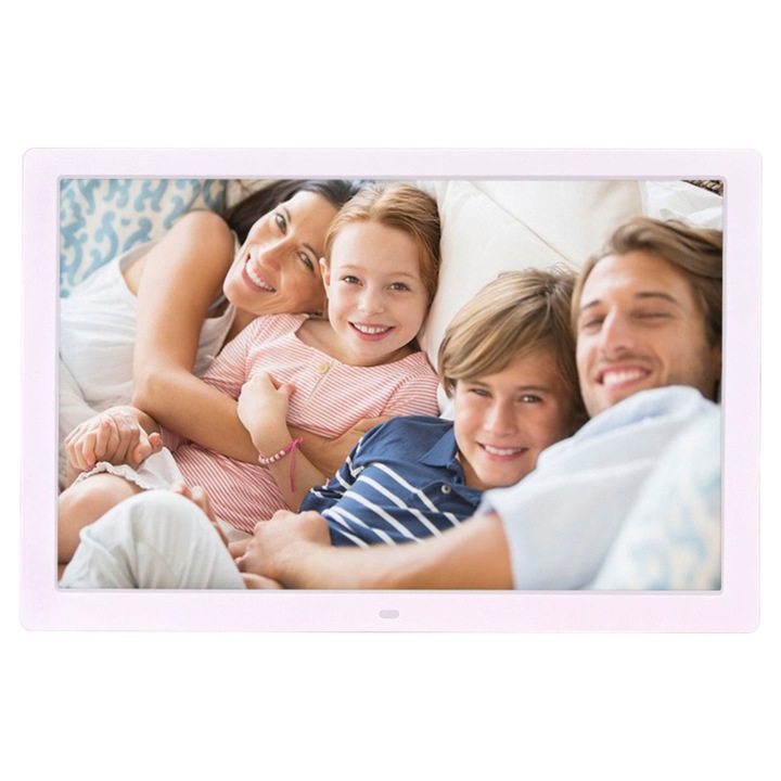 Rama foto digitala multimedia HD, MOGODA®, 1280x800, 14.1 inch, Slim, Redare Card SD si USB stick, Pentru prezentari comerciale, Poze, Video, Muzica, Calendar, Ceas, Alarma, Telecomanda, Alba