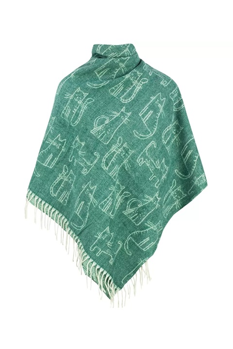Esarfa elegant, Agrafka, Cald, model Op-03, 140x140 cm, din bumbac, Verde