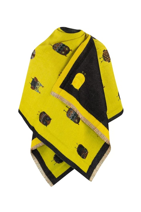 Esarfa elegant, Agrafka, Cald, model Po-13, 200x70 cm, din bumbac, Galben