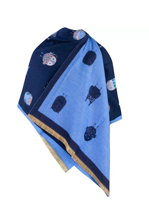 Esarfa elegant, Agrafka, Cald, model Po-09, 200x70 cm, din bumbac, Albastru