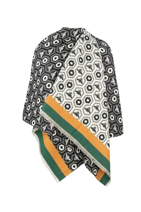 Esarfa elegant, Agrafka, Cald, model Li-01, 200x70 cm, din bumbac, Negru