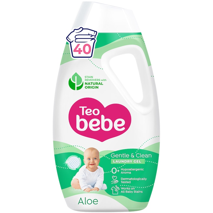 Течен перилен препарат Teo Bebe Gentle&Clean, 1,8 л, Aloe, 40 изпирания